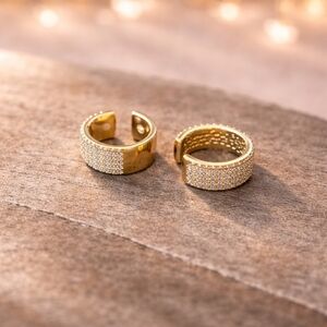 Elegant NWT Gold Tone and CZ Ear Cuff Set